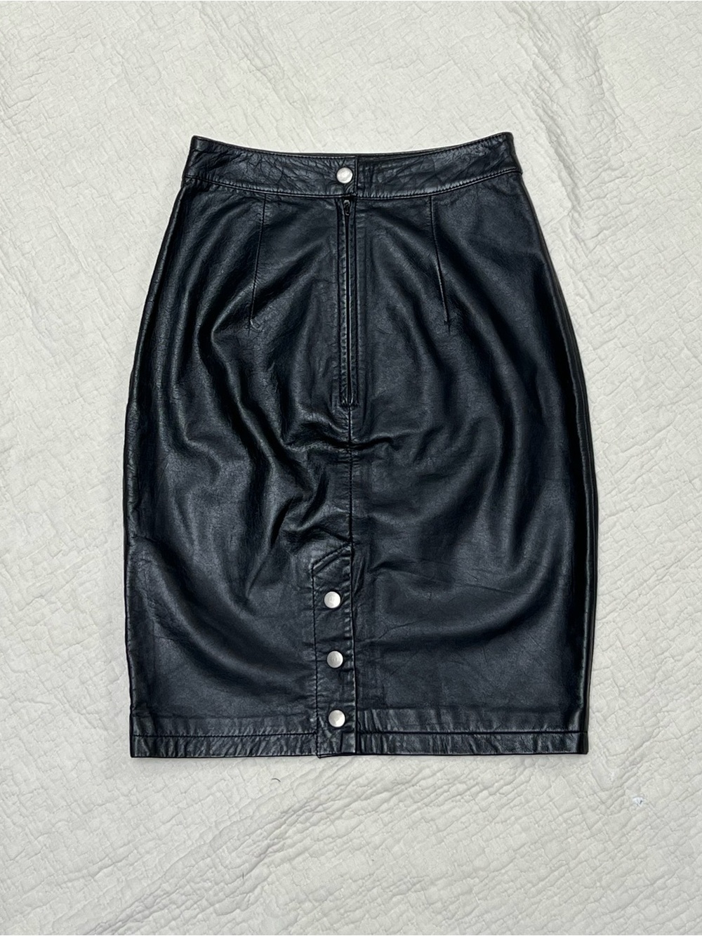 Vintage Global Identity Leather Pencil Skirt